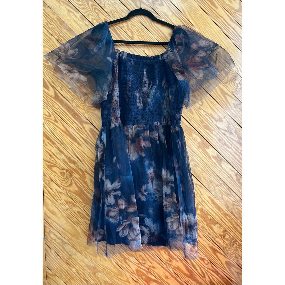 Baltic Born Tivoli Tulle Short Dress Dark Blue Floral - Picture 3 of 7